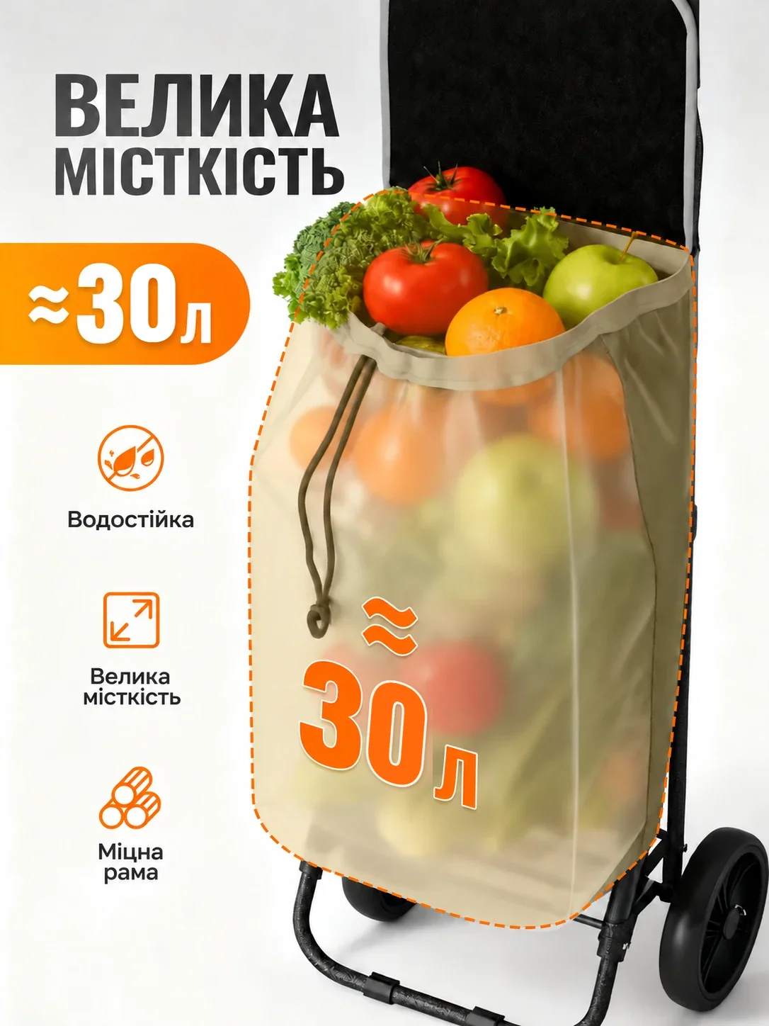 Сумка-візок із продуктами, велика місткість